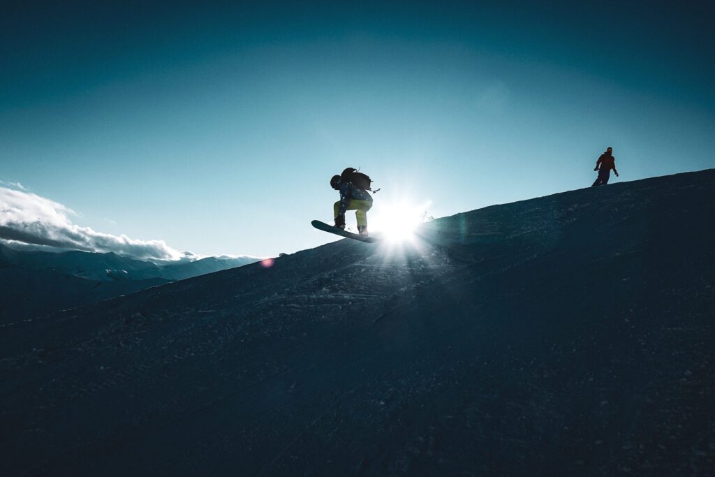 Snowboarding in Gudauri Ski Resort during the Georgia Skiing Adventure with the Life Happens Outdoors team.