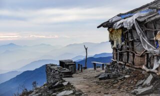 Vibrant colors of the lower Himalayan range seen from High Camp on the Mardi Himal trek during the Fishtail Mountain Trek with Life Happens Outdoors