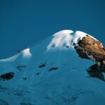 Sunrise with the Life Happens Outdoors team moments from the top, as seen from the Island Peak glacier during the Climb Island Peak Expedition.