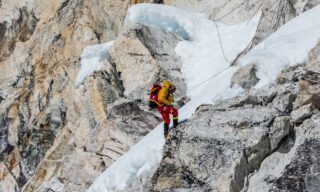 Life Happens Outdoors team members descending from the summit towards Camp 2 during the Climb Ama Dablam Expedition.
