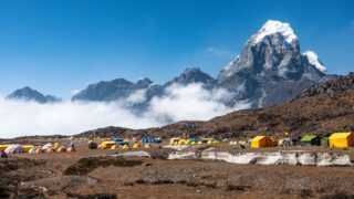 Ama Dablam Base Camp during the Climb Ama Dablam Expedition with the Life Happens Outdoors team.