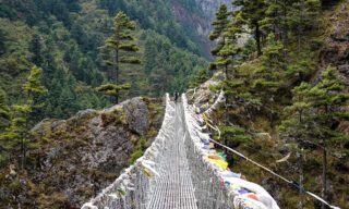 One of the many Nepali suspension bridges during the Everest Base Camp Trek