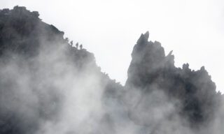 Starting the Marbrées Traverse during the Mont Blanc Summit Climb course with the Life Happens Outdoors team.