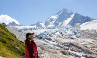 Reaching the stunning glaciers of Le Tour high above the Chamonix Valley during the Chamonix Valley Treks, the Best Day Hikes Around Mont Blanc with the Life Happens Outdoors team.