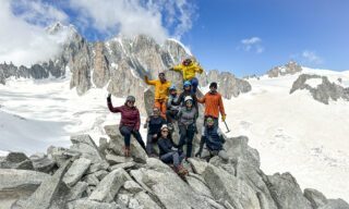 The summit of Petite Flambeau during training and acclimatization for the Mont Blanc Summit Climb course with the Life Happens Outdoors team.