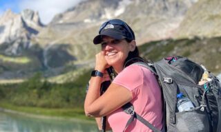 The Life Happens Outdoors team preparing to climb the Col de la Seigne on the Italian-French border during the Tour du Mont Blanc (TMB).