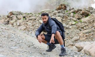 A Life Happens Outdoors team member in the Brévent region during the Chamonix Valley Treks, the Best Day Hikes Around Mont Blanc.