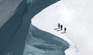 The third mogul as it once stood before its collapse, captured during the summit push of the Mont Blanc Summit Climb course with the Life Happens Outdoors team.