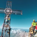 LHOer Omran Antar and Jad Mneimneh with IFMGA guides Philippe Genin and Babis Marinidis on the summit of the Matterhorn during the Climb Matterhorn Course with the Life Happens Outdoors team.