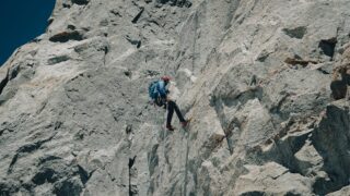 LHOer Omran Antar abseiling from the Dent du Géant towards the Salle à Manger during the Climb Matterhorn Course with the Life Happens Outdoors team.