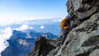 Rand Alsumait climbing the Monviso during the Climb Matterhorn Course with the Life Happens Outdoors team.