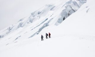 Descending the Cotopaxi Glacier during the Climb Cotopaxi & Climb Chimborazo Expedition with the Life Happens Outdoors team.