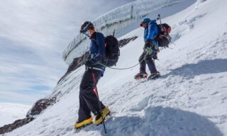 Milly Larmer heading down from the crater of Cotopaxi during the Climb Cotopaxi & Climb Chimborazo Expedition with the Life Happens Outdoors team.