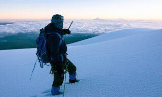 Cotopaxi as seen from the summit of Chimborazo during the Climb Cotopaxi & Climb Chimborazo Expedition with the Life Happens Outdoors team.