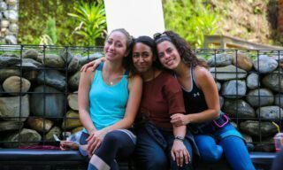 Life Happens Outdoors female adventurers enjoying downtime in Pokhara during a Nepal adventure holiday