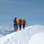The summit ridge of Mont Blanc during the Mont Blanc Summit Climb course with the Life Happens Outdoors team.