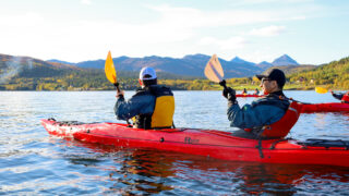 LHO team kayaking on the fjords off the coast of Senja during the Norway Arctic adventure