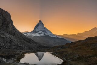 The Matterhorn as seen from Rottenboden during an optional section of the Chamonix to Zermatt Haute Route Expedition with the Life Happens Outdoors team.