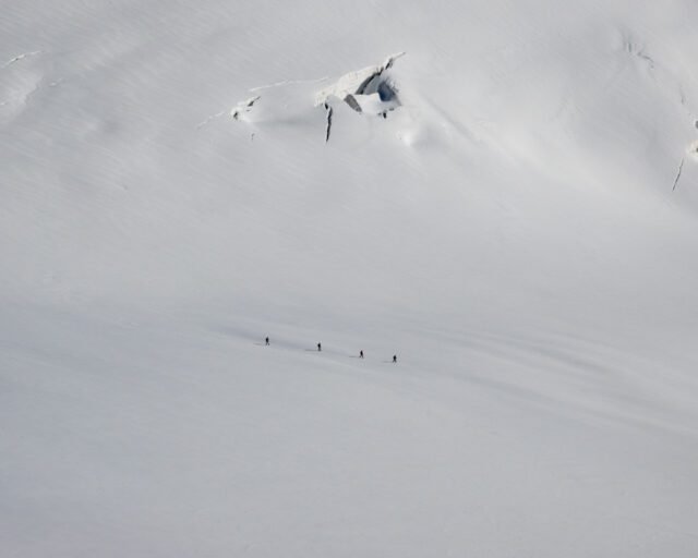 Walking on the Vallée Blanche Glacier during the Ultimate Alpine Family Adventure with the Life Happens Outdoors team.