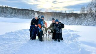 The Doughan family on the Arctic island of Senja during the Family Adventures: Chase the Northern Lights with the Life Happens Outdoors team.