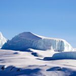 Glaciers around the summit of Kilimanjaro and the Kibo Crater, showcasing the stunning ice formations during the Climb Kilimanjaro Expedition with the Life Happens Outdoors team.