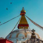 The famous Boudhanath Stupa in Kathmandu, visited as part of our city tour on the first day of the Everest Base Camp Trek with the Life Happens Outdoors team.
