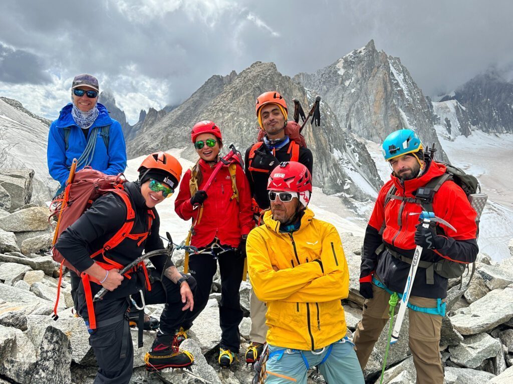 The Life Happens Outdoors team on the summit of Petite Flambeau during the Mont Blanc Summit Climb course.
