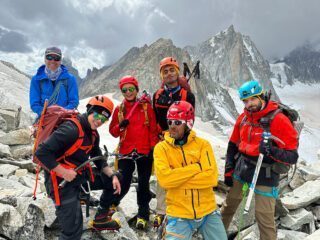 The Life Happens Outdoors team on the summit of Petite Flambeau during the Mont Blanc Summit Climb course.