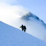 LHO climber Fatima Sajwani on the second mogul during her ascent to become the first Emirati woman to climb Mont Blanc, as part of the Mont Blanc Summit Climb course with the Life Happens Outdoors team.