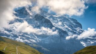 The Eiger as seen from the town of Grindelwald during the Climb the Eiger Course with the Life Happens Outdoors team.
