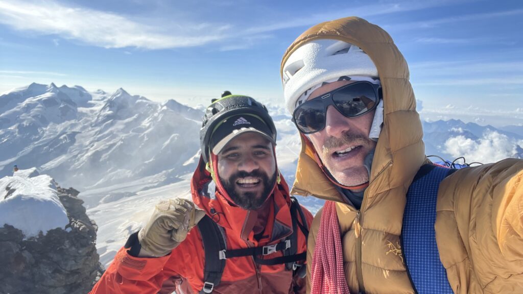 Jean Louis Moukarzel with LHO guide and Piolet d'Or winner Fred Degoulet during the Matterhorn Course with the Life Happens Outdoors team.