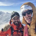 LHO Team Leader Jean Louis Moukarzel and LHO IFMGA Guide and Piolet d'Or winner Fred Degoulet on the summit of the Matterhorn during the Climb Matterhorn Course with the Life Happens Outdoors team.
