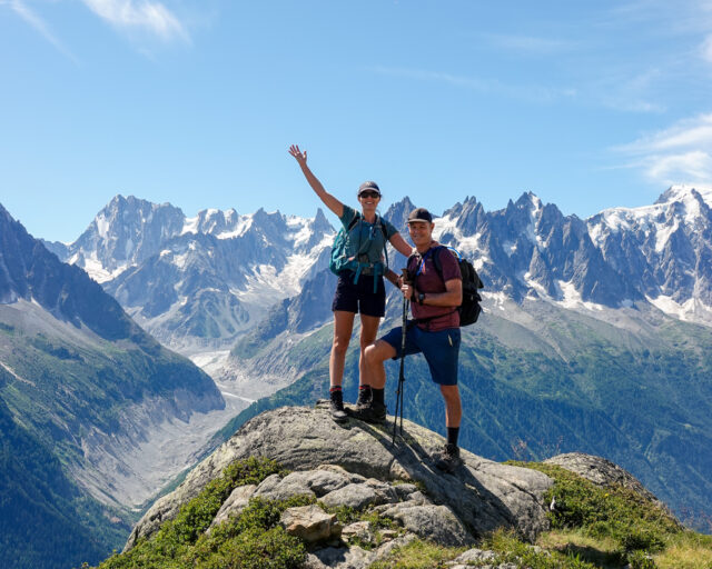 Father-daughter bonding during Life Happens Outdoors' Family Chamonix Valley Treks with the Life Happens Outdoors team.