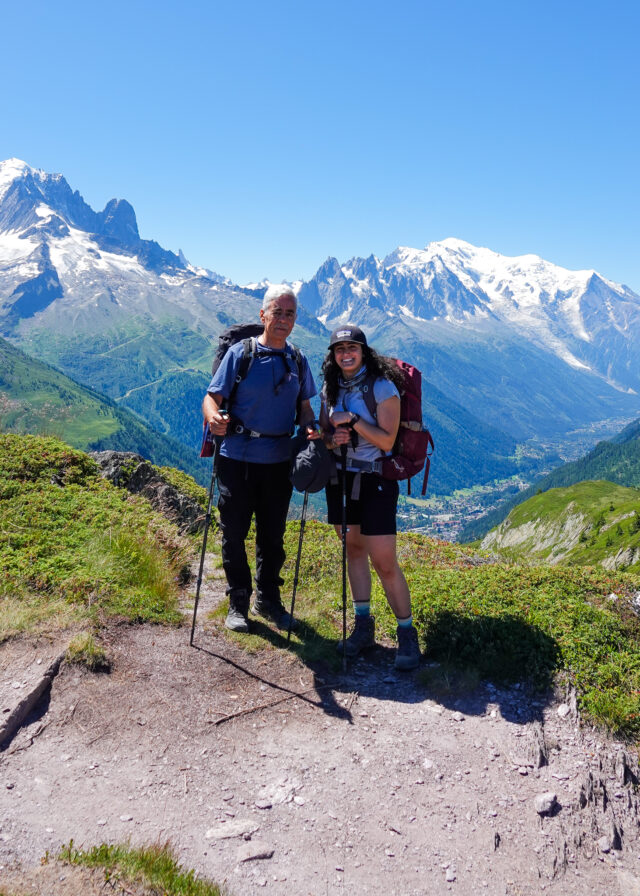 Father-daughter bonding during Life Happens Outdoors' Family Chamonix Valley Treks with the Life Happens Outdoors team.