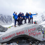 The Life Happens Outdoors team at Everest Base Camp during the Everest Base Camp Corporate Challenge.