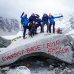 The Life Happens Outdoors team at Everest Base Camp during the Everest Base Camp Corporate Challenge.