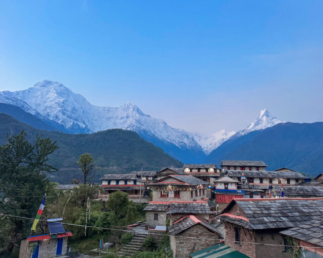 View of the Nepalese heritage village of Ghandruk during the Annapurna Base Camp Trek with the Life Happens Outdoors team.
