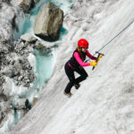 Training on the Mer de Glace during the Mont Blanc Summit Course with the Life Happens Outdoors team.
