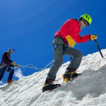 Training to use a mountaineer's ice axe during the Mont Blanc Summit Course with the Life Happens Outdoors team.