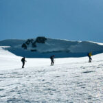 Ascending the face of the Dôme du Goûter during the Mont Blanc Summit Course with the Life Happens Outdoors team.