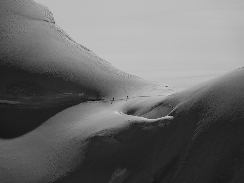 Climbers on the Trois Monts route of Mont Blanc, seen from the Dôme du Goûter, captured by LHO Team Leader Rami Rasamny.