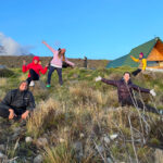 LHO climbers posing for a group photo at Horombo Hut on Mount Kilimanjaro during their Kilimanjaro trek, preparing to climb Africa’s highest peak.
