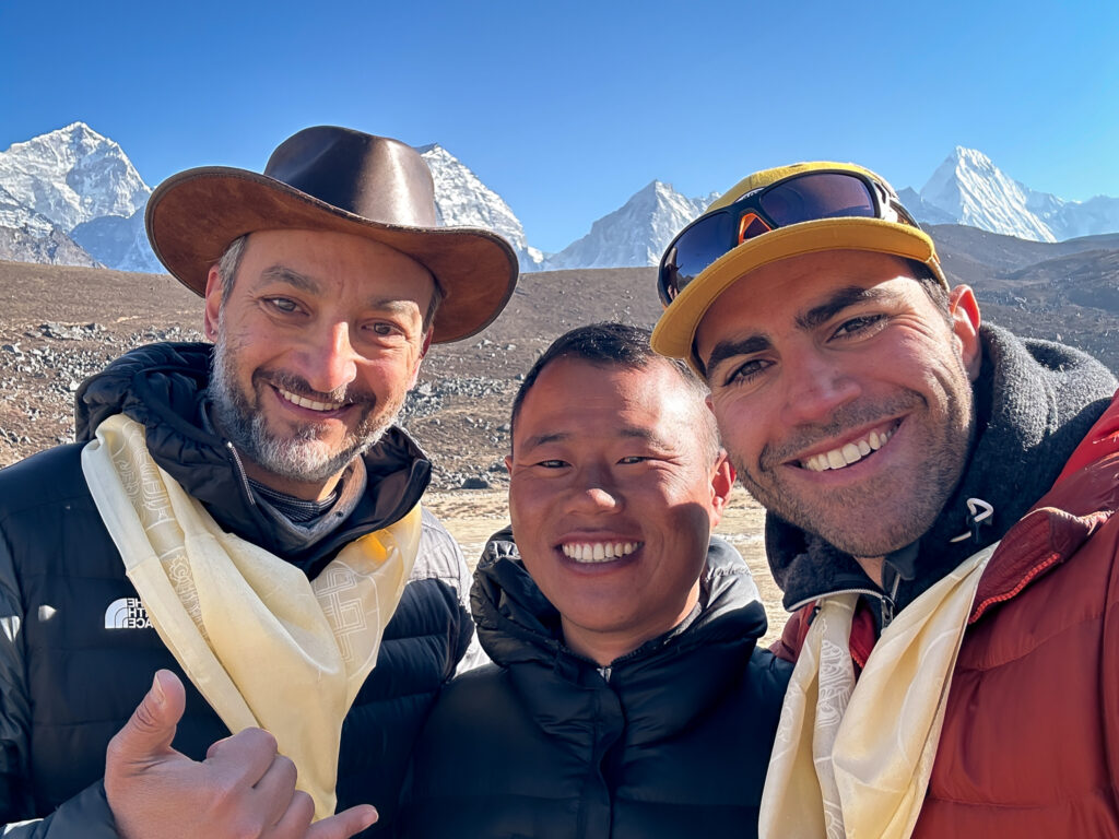 Life Happens Outdoors founder Rami Rasamny and climber Tony Aoun back safely at Ama Dablam base camp after completing their Himalayan mountaineering expedition.