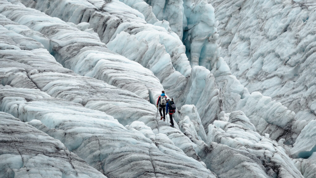 Life Happens Outdoors climbers on the Le Tour Glacier, building crampon skills, rope teamwork, and alpine confidence ahead of Mont Blanc.