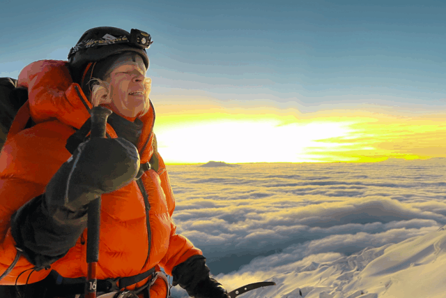 Life Happens Outdoors community member nearing the summit of Cotopaxi, featured in The Summit Within, A Journey to the Farthest Point on Earth.