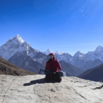 Life Happens Outdoors trekker at Thukla Pass on the Everest Base Camp Trek in Nepal
